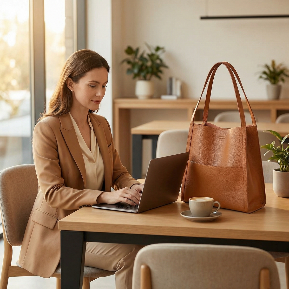Shoulder Tote Pebbled Vegan Leather & Structured Base