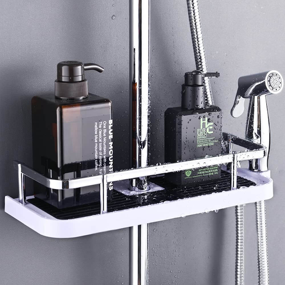 Shower Caddy Rod-Mounted No-Drill With Hooks