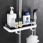 Shower Caddy Rod-Mounted No-Drill With Hooks