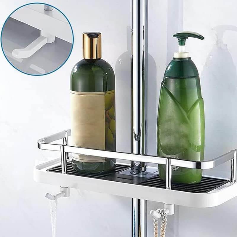 Shower Caddy Rod-Mounted No-Drill With Hooks