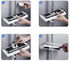 Shower Caddy Rod-Mounted No-Drill With Hooks