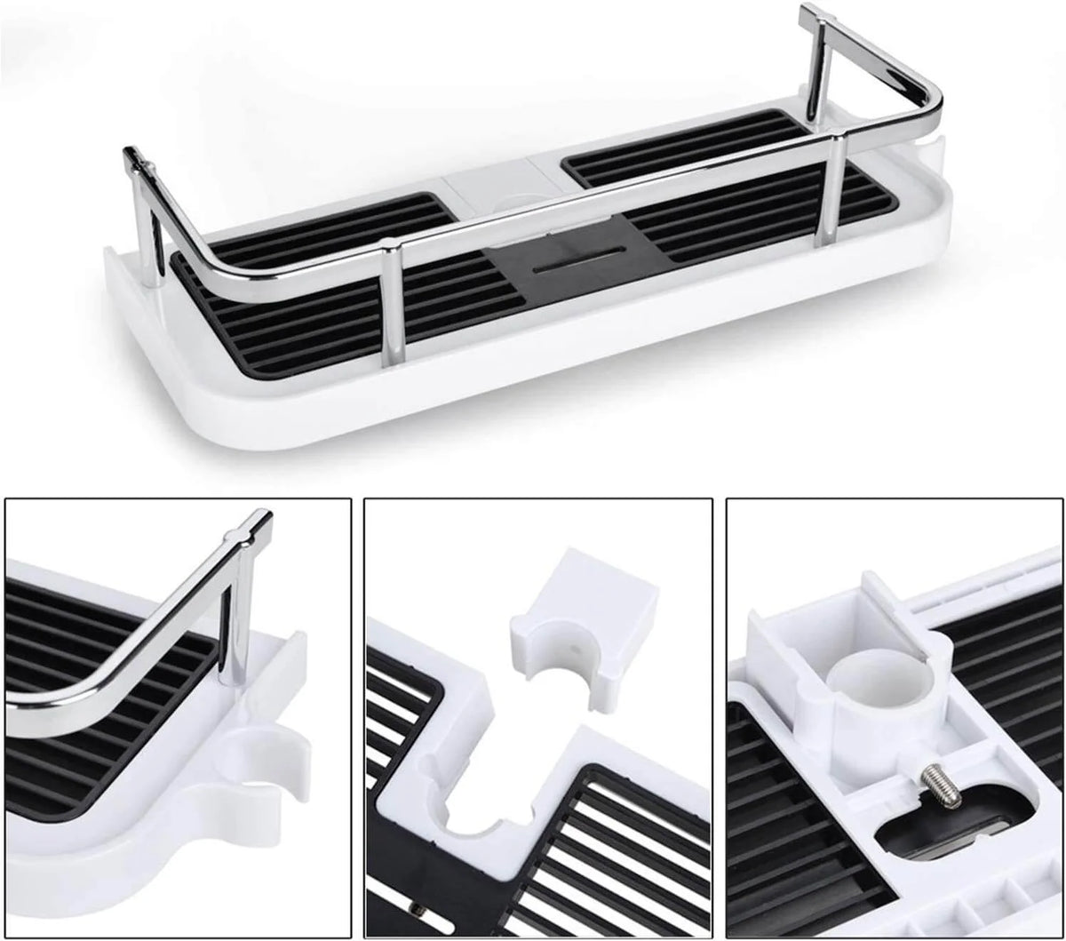 Shower Caddy Rod-Mounted No-Drill With Hooks