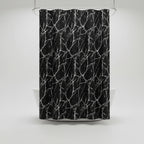 Shower Curtain Black Marble Effect Waterproof PEVA