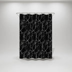 Shower Curtain Black Marble Effect Waterproof PEVA