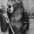 Shower Curtain Black & White Monkey Print Water-Repellent