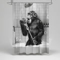 Shower Curtain Black & White Monkey Print Water-Repellent