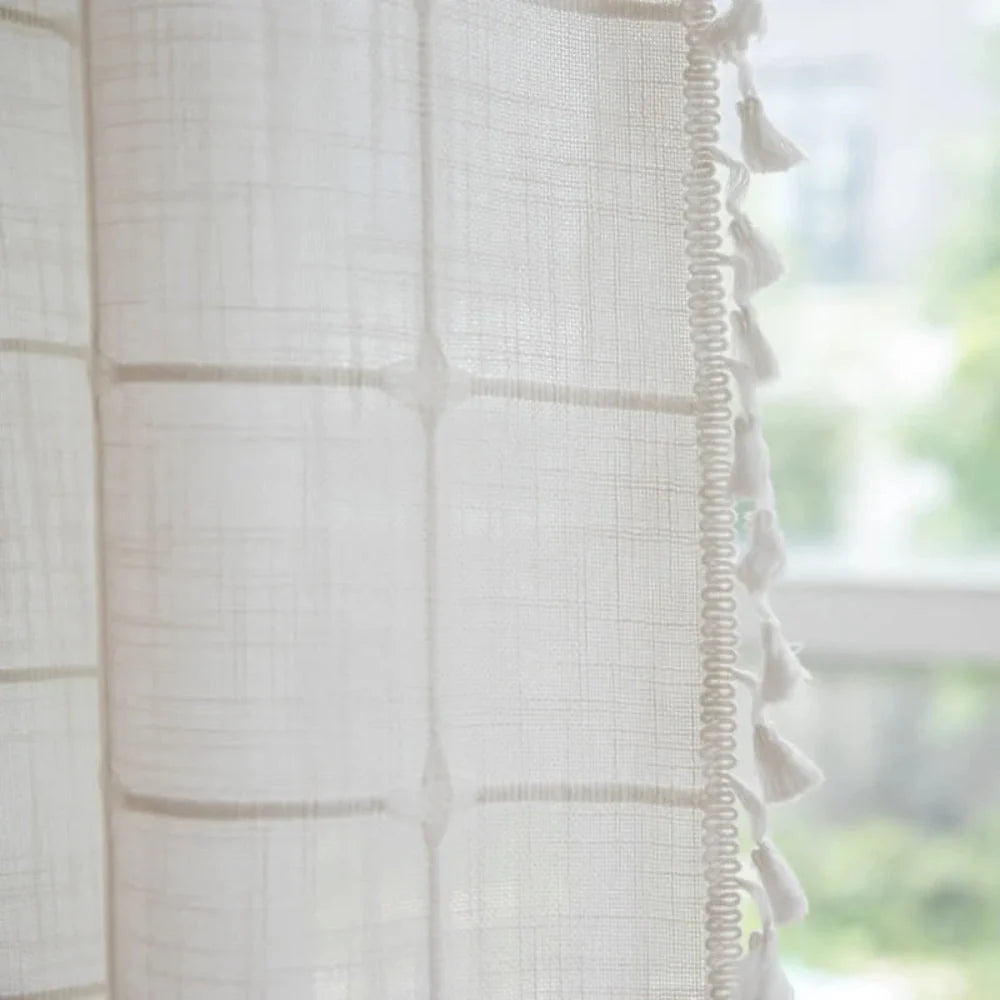 Shower Curtain Cotton-Linen Water-Repellent & Machine Washable