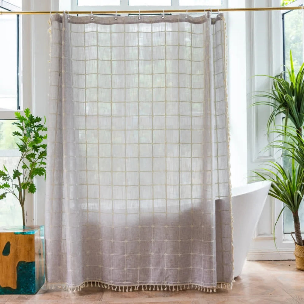Shower Curtain Cotton-Linen Water-Repellent & Machine Washable