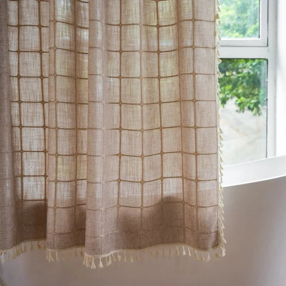 Shower Curtain Cotton-Linen Water-Repellent & Machine Washable