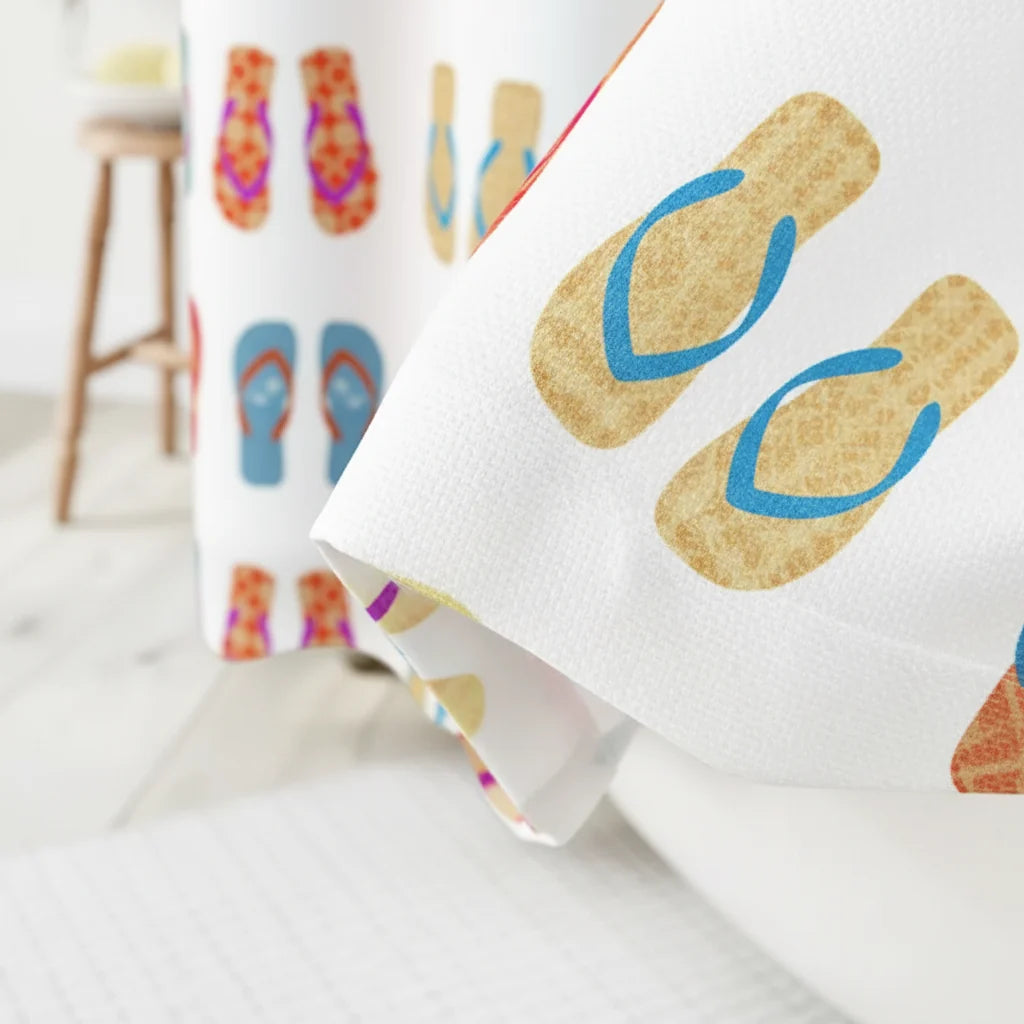 Shower Curtain Flip-Flop Pattern Water-Repellent & Mold-Resistant