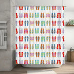 Shower Curtain Flip-Flop Pattern Water-Repellent & Mold-Resistant