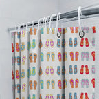 Shower Curtain Flip-Flop Pattern Water-Repellent & Mold-Resistant