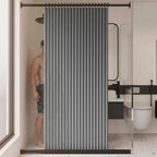 Shower Curtain Foldable & Space-Saving Water-Repellent Tension Rod