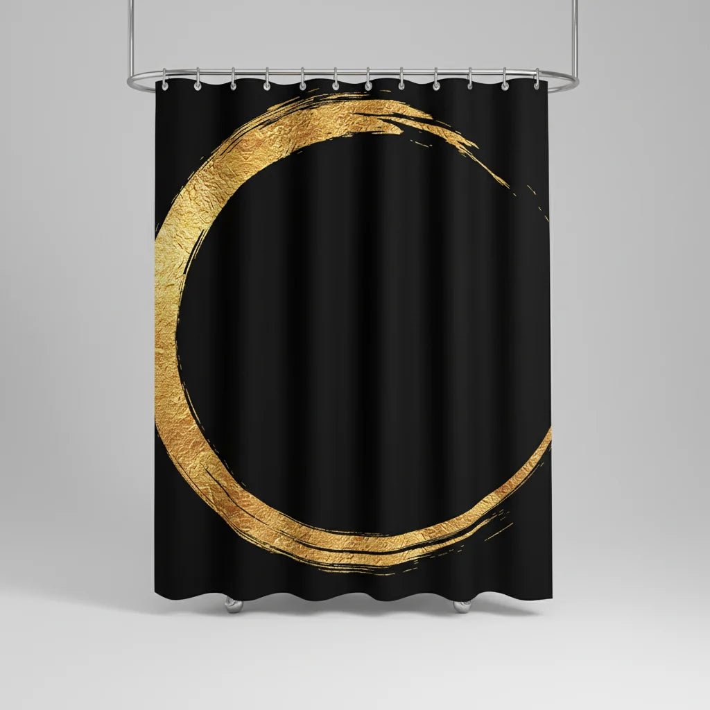 Shower Curtain Gold Brush Stroke Water-Repellent Polyester
