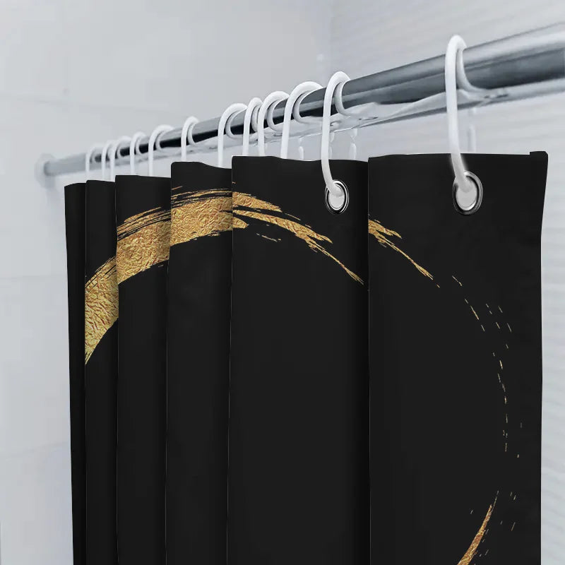 Shower Curtain Gold Brush Stroke Water-Repellent Polyester