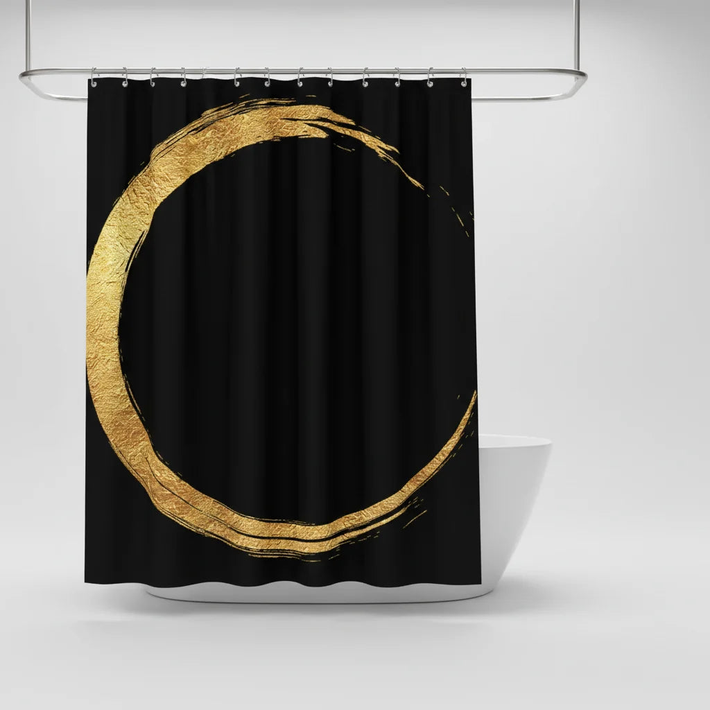 Shower Curtain Gold Brush Stroke Water-Repellent Polyester