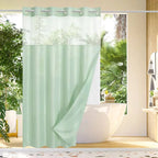 Shower Curtain Hookless Built-In Rings Waterproof Integrated Liner
