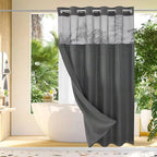 Shower Curtain Hookless Built-In Rings Waterproof Integrated Liner