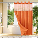 Shower Curtain Hookless Built-In Rings Waterproof Integrated Liner