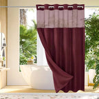 Shower Curtain Hookless Built-In Rings Waterproof Integrated Liner