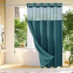 Shower Curtain Hookless Built-In Rings Waterproof Integrated Liner