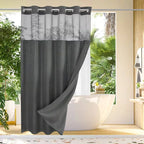 Shower Curtain Hookless Built-In Rings Waterproof Integrated Liner