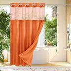 Shower Curtain Hookless Built-In Rings Waterproof Integrated Liner