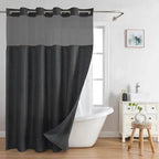 Shower Curtain Hookless Built-In Rings Waterproof Integrated Liner