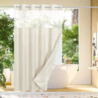 Shower Curtain Hookless Built-In Rings Waterproof Integrated Liner