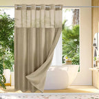 Shower Curtain Hookless Built-In Rings Waterproof Integrated Liner