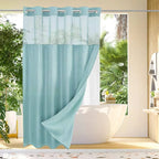Shower Curtain Hookless Built-In Rings Waterproof Integrated Liner