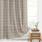 Shower Curtain Linen Jacquard Waterproof Rust-Resistant Grommets