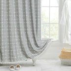 Shower Curtain Linen Jacquard Waterproof Rust-Resistant Grommets