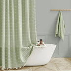 Shower Curtain Linen Jacquard Waterproof Rust-Resistant Grommets