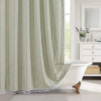 Shower Curtain Linen Jacquard Waterproof Rust-Resistant Grommets