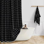 Shower Curtain Linen Waterproof Rustproof Grommets & Hooks