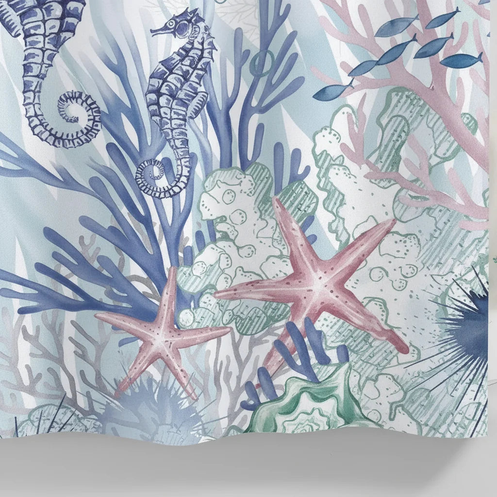Shower Curtain Ocean-Themed Water-Repellent & Machine Washable
