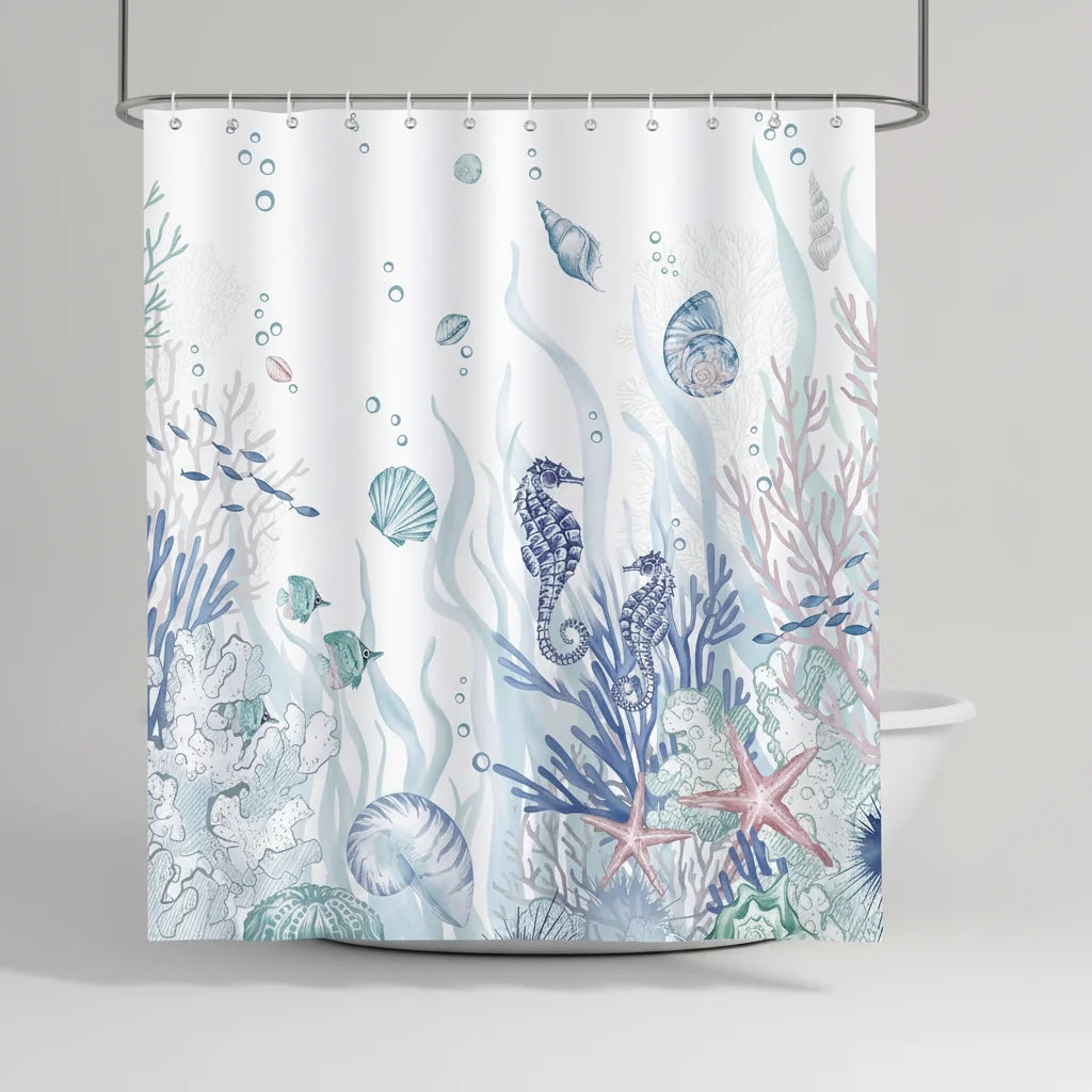 Shower Curtain Ocean-Themed Water-Repellent & Machine Washable