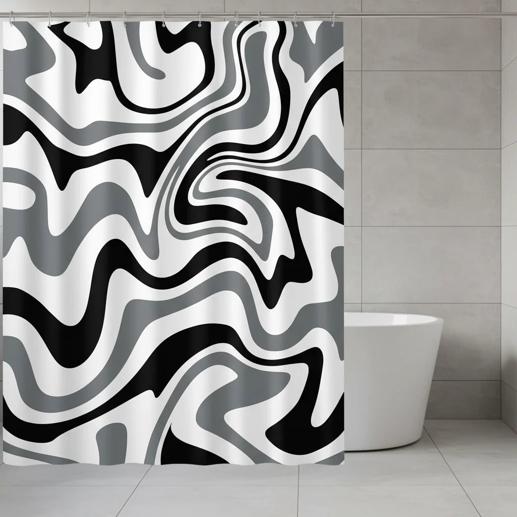 Shower Curtain Retro Spiral Water-Repellent Polyester Machine Washable
