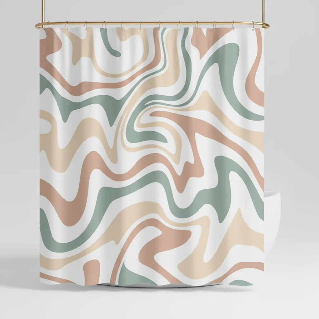 Shower Curtain Retro Spiral Water-Repellent Polyester Machine Washable