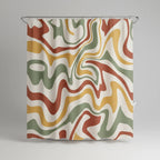Shower Curtain Retro Spiral Water-Repellent Polyester Machine Washable