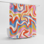 Shower Curtain Retro Spiral Water-Repellent Polyester Machine Washable