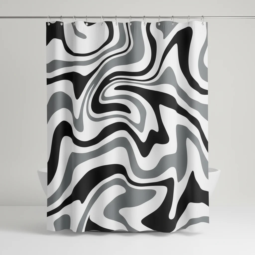 Shower Curtain Retro Spiral Water-Repellent Polyester Machine Washable