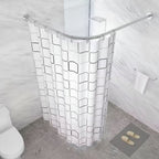 Shower Curtain Rod L-Shaped Extendable Stainless Steel Drill-Free
