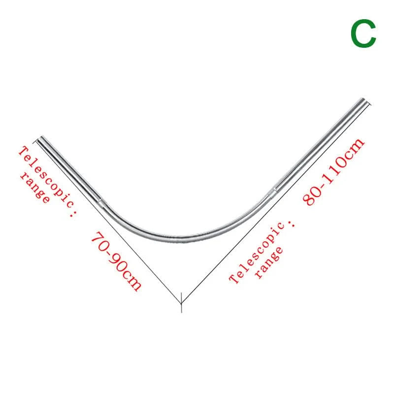 Shower Curtain Rod L-Shaped Extendable Stainless Steel Drill-Free