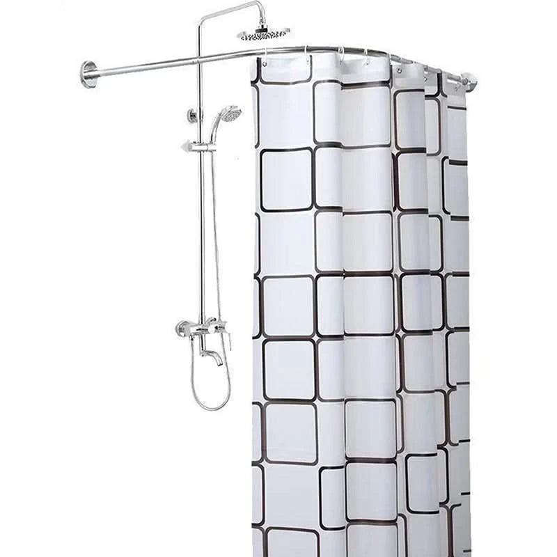 Shower Curtain Rod L-Shaped Extendable Stainless Steel Drill-Free