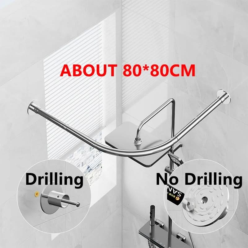 Shower Curtain Rod L-Shaped Telescopic Stainless Steel