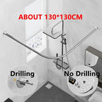 Shower Curtain Rod L-Shaped Telescopic Stainless Steel