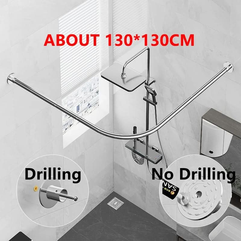 Shower Curtain Rod L-Shaped Telescopic Stainless Steel