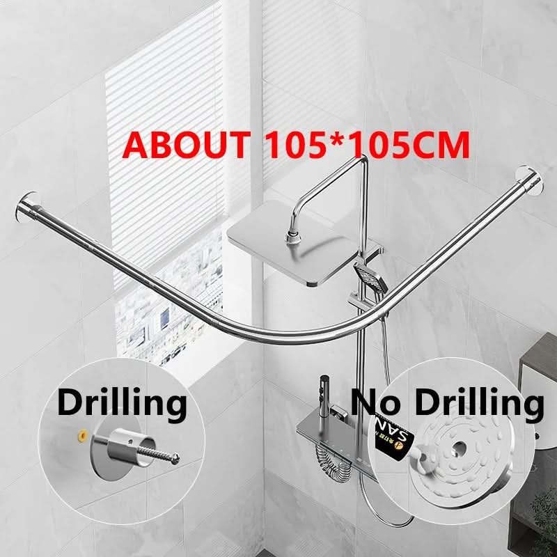 Shower Curtain Rod L-Shaped Telescopic Stainless Steel
